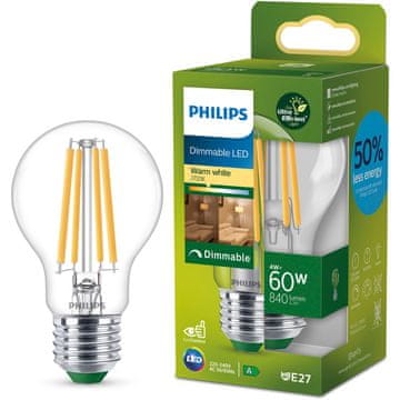 Philips LED E27 filament A60 4W 840lm 2700K prozirna prigušljiva