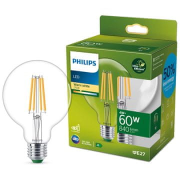Philips LED E27 kuglasta G95 4W 840lm 2700K prozirna energetska A