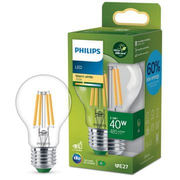 Philips LED E27 normalna prozirna 2.3W 485lm 2700K energetska A