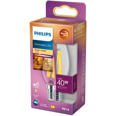 Philips LED E14 krunska žarulja 3.4W 470lm WarmGlow prozirna