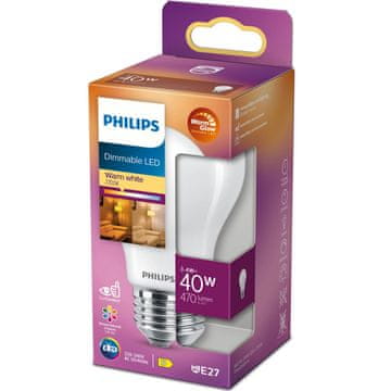 Philips LED E27 normalna 3.4W 470lm WarmGlow prigušiva matirana