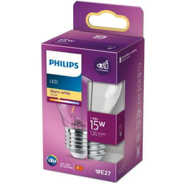 Philips LED E27 kuglasta P45 prozirna 1.4W 136lm 2700K