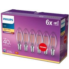 Philips Pakiranje od 6 LED E14 4W (40W) prozirne 470lm