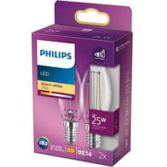 Philips Pakiranje od 2 LED E14 2W (25W) prozirne 250lm
