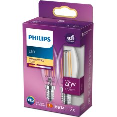 Philips Pakiranje od 2 LED E14 4,3 W (40 W) prozirne 470 lm