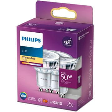 Philips Pakiranje od 2 LED GU10 reflektora 50W 355lm