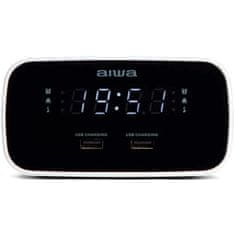 AIWA Radio sat s dvostrukim alarmom USB punjenje LED zaslon crni