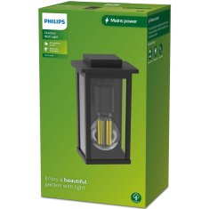 Philips Zidna svjetiljka E27 IP44 aluminij i staklo crna za vanjsku uporabu