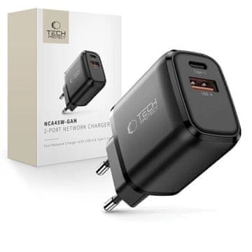 Tech-protect NCA45W GaN punjač USB / USB-C 45W PD QC, crno