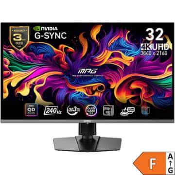 MSI Monitor MPG 321URX QD-OLED 31.5" / UHD / 240Hz / 0,03ms (GTG) / crni - PD 90W - podesiv po visini