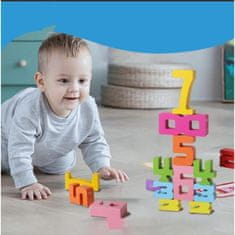 JOJOY® Montessori drveni brojevni blokovi za učenje i slaganje, 20 kom, prirodno drvo 3+ | NUMBLOCK