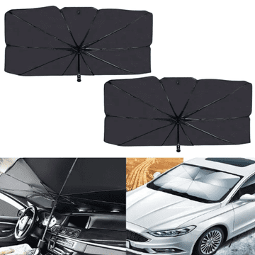 JOIRIDE® Sklopivi kišobran za auto 130x80 cm – zaštita od sunca za vjetrobransko staklo (2 kom) | S2HADESHELLA
