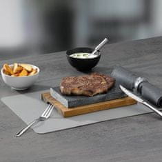 Kela Set od granitnog kamena i bagremove daske za posluživanje KL-16647 Kameni roštilj COUNTRY 2-dijelni 24 x 16 x 4 cm