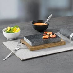 Kela Set od granitnog kamena i bagremove daske za posluživanje KL-16647 Kameni roštilj COUNTRY 2-dijelni 24 x 16 x 4 cm