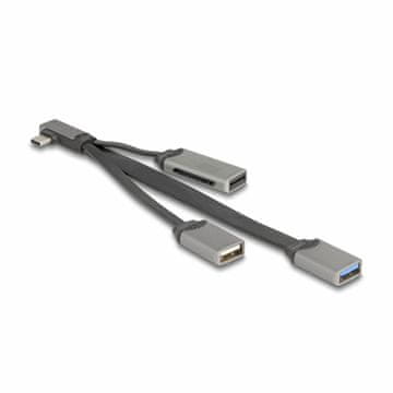 Delock hub USB TipC 2x TipA + čitač kartica 64303