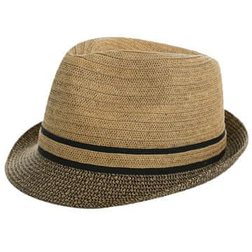 Nikcorp Muški slamnati šešir Fedora Trilby za sunce i plažu, boja kave, veličina M (58 cm), lagan i prozračan s kratkim obodom