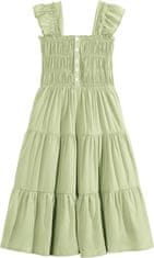Nikcorp Ljetna haljina za djevojčice elegantna s puf rukavima, zelena, viskoza, A-kroj, džepovi, 10-11 godina, 150 cm