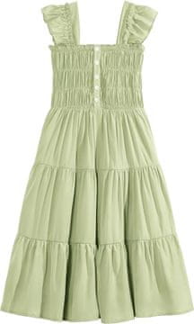 Nikcorp Ljetna haljina za djevojčice elegantna s puf rukavima, zelena, viskoza, A-kroj, džepovi, 10-11 godina, 150 cm