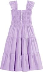 Nikcorp Ljetna haljina za djevojčice elegantna s puf rukavima, ljubičasta, viskoza, A-kroj, džepovi, 10-11 godina, 150 cm