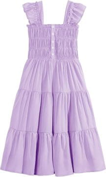 Nikcorp Ljetna haljina za djevojčice elegantna s puf rukavima, ljubičasta, viskoza, A-kroj, džepovi, 10-11 godina, 150 cm