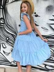 Nikcorp Ljetna haljina za djevojčice elegantna s puf rukavima, plava, viskoza, pamučna podstava, 11-12 godina, 160 cm