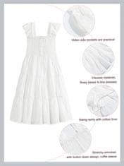 Nikcorp Ljetna haljina za djevojčice elegantna bijela s puf rukavima, A-kroj, lagana viskoza, veličina 11-12 godina, 160 cm