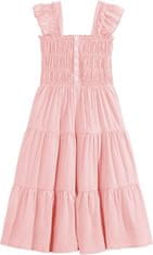 Nikcorp Ljetna haljina za djevojčice elegantna s puf rukavima, ružičasta, prozračna viskoza, džepovi, 11-12 godina, 160 cm