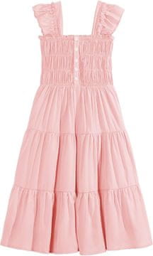 Nikcorp Ljetna haljina za djevojčice elegantna s puf rukavima, ružičasta, prozračna viskoza, džepovi, 11-12 godina, 160 cm