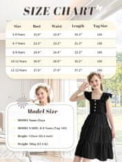 Nikcorp Ljetna haljina za djevojčice crna s puf rukavima, pamučna podstava, viskoza, elegantna, veličina 150 cm (10-11 god)