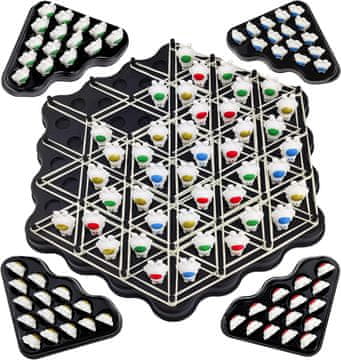 Nikcorp Strateška igra na ploči s trokutima i gumicama, logička igra za djecu i odrasle, set za 2-4 igrača, edukativna zabava