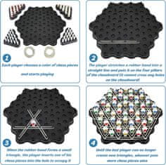 Nikcorp Strateška igra na ploči s trokutima i gumicama, logička igra za djecu i odrasle, set za 2-4 igrača, edukativna zabava
