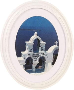 Nikcorp Drveni ovalni okvir za fotografije 25 cm, bijeli, zidna i stolna dekoracija bez stakla, elegantan dodatak za dnevni boravak