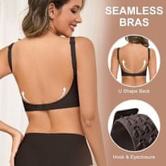 Nikcorp Bešavni grudnjak bez leđa s push-up efektom, odvojive višenamjenske naramenice, bez žica, nevidljiv pod odjećom, crni, S