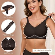 Nikcorp Bešavni grudnjak bez leđa s push-up efektom, odvojive višenamjenske naramenice, bez žica, nevidljiv pod odjećom, crni, S
