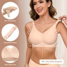 Nikcorp Bešavni grudnjak bez leđa i žica s odvojivim naramenicama, push-up gel potpora, nevidljiv pod odjećom, boja kože, XL