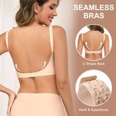 Nikcorp Bešavni grudnjak bez leđa i žica s odvojivim naramenicama, push-up gel potpora, nevidljiv pod odjećom, boja kože, XL