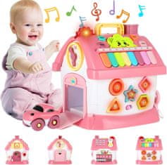 Nikcorp Interaktivna edukativna kućica 8u1, glazba i svjetla, sorter, sat, klavir i telefon, razvojne motoričke igračke za djecu