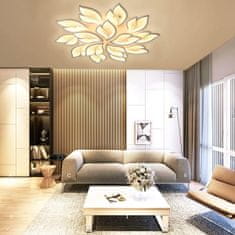 Nikcorp LED stropna lampa 100W, bijeli moderni luster s 15 listova, 95 cm, daljinski upravljač, prigušivanje, podesiva boja svjetla