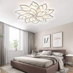 Nikcorp LED stropna lampa 100W, bijeli moderni luster s 15 listova, 95 cm, daljinski upravljač, prigušivanje, podesiva boja svjetla