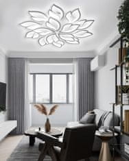 Nikcorp LED stropna lampa 100W, bijeli moderni luster s 15 listova, 95 cm, daljinski upravljač, prigušivanje, podesiva boja svjetla