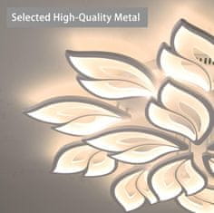 Nikcorp LED stropna lampa 100W, bijeli moderni luster s 15 listova, 95 cm, daljinski upravljač, prigušivanje, podesiva boja svjetla