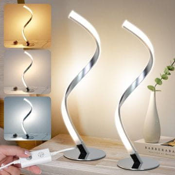 Nikcorp LED stolne lampe spiralne set 2 komada moderne noćne svjetiljke prigušive 12W podesiva boja svjetla metalne S-dizajn