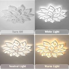 Nikcorp LED stropna lampa 100W, bijeli moderni luster s 15 listova, 95 cm, daljinski upravljač, prigušivanje, podesiva boja svjetla