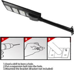 Nikcorp Vanjska solarna LED lampa 351 LED dioda, IP65 vodootporna, s daljinskim upravljačem, senzorom pokreta i zidnim nosačem