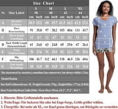 Nikcorp Ženska pidžama od pamuka i modala, kratki rukavi i kratke hlače, V-izrez, uzorak tropskog lišća, plavo-siva, veličina M