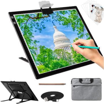 Nikcorp A4 LED Svjetleća Ploča s Baterijom za Diamond Painting i Precrtavanje, 6 Razina Svjetline, Prijenosna, USB Punjenje