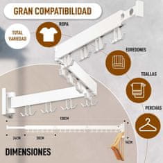 Nikcorp Zidna sklopiva vješalica za odjeću od aluminija, 3 kraka, 24 okretne kuke, sušilo za rublje, montaža bez bušenja, crna