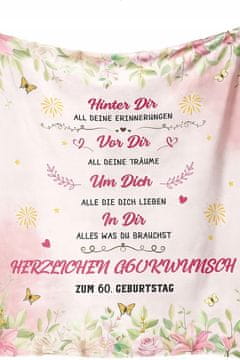 Nikcorp Rođendanska deka za 60. rođendan za žene, mekana ukrasna deka s natpisom, idealan poklon za mamu i baku, 130x150 cm