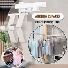 Nikcorp Zidna sklopiva vješalica za odjeću od aluminija, 3 kraka, 24 okretne kuke, sušilo za rublje, montaža bez bušenja, crna