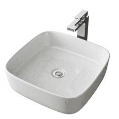 Nikcorp Nadgradni umivaonik kvadratni keramički bijeli 39 x 39 x 13 cm, visoki sjaj i nano premaz protiv kamenca, efekt lotosa